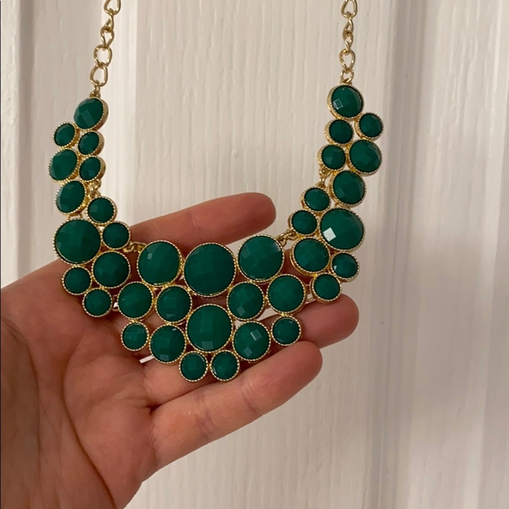 Gold and green statement necklace